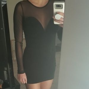 Velvet black mesh long sleeve dress **LBD**
